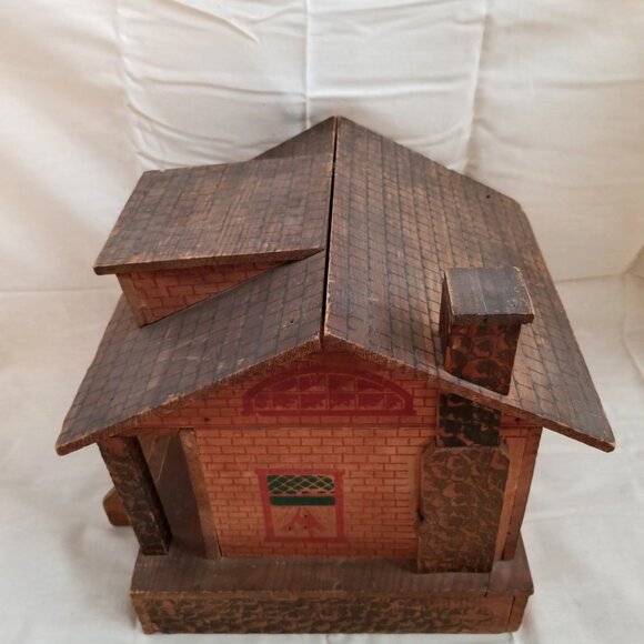 Antique Morton Converse Lithographed Primitive Wood Dollhouse - Picture 6 of 10